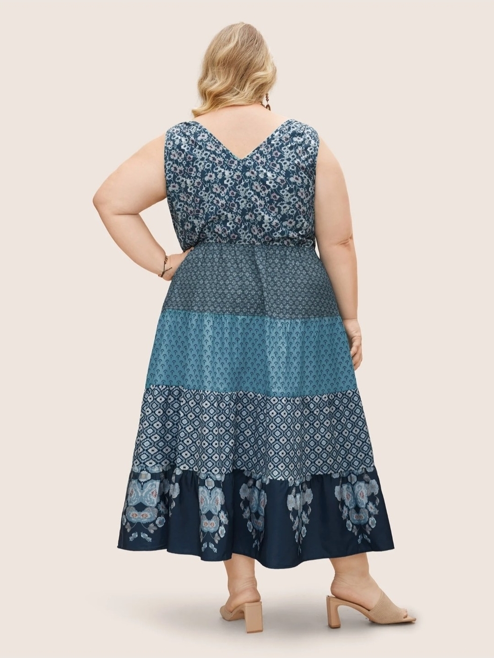 New! Bloomchic Tiered Floral Sleeveless Maxi Dress with Pockets, Sz 2X, NWT - Picture 4 of 4